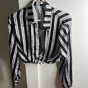 Black & White Button Crop Top